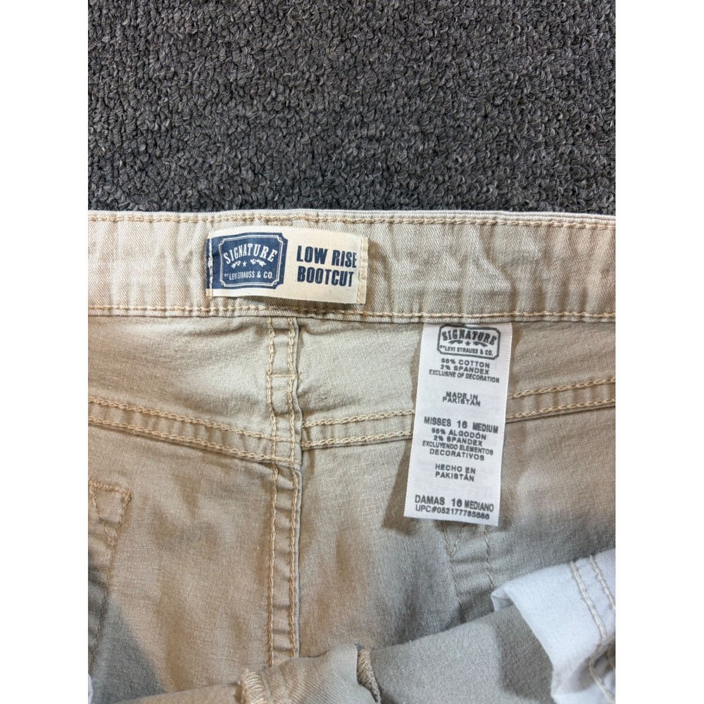 Signature by Levi Strauss Women 16 Tan Khaki Low Rise Bootcut Jeans Stretch - Picture 2 of 9